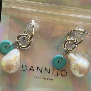DANNIJO PEARL AND TURQUOISE CHARM EARRINGS! GORGEOUS
